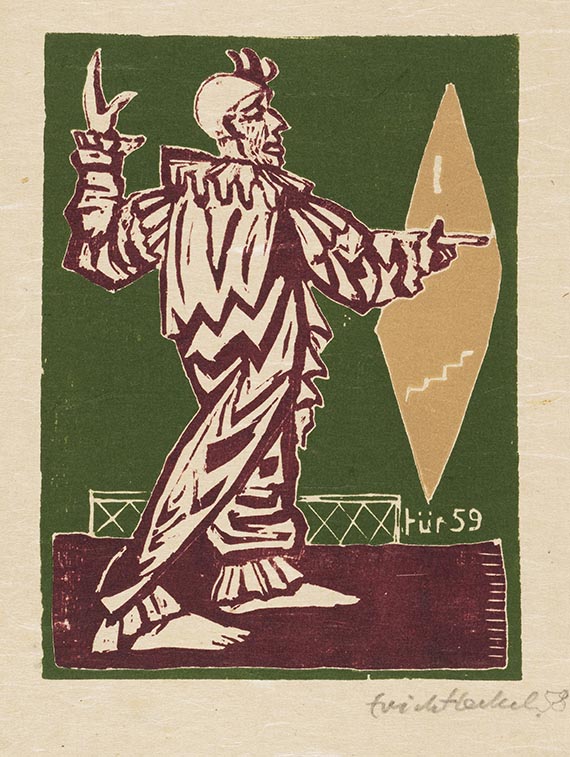 Erich Heckel - Clown am Spiegel (28. Jahresblatt)