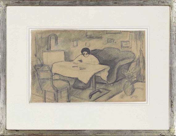 August Macke - Elisabeth am Tisch im Wohnzimmer - Frame image