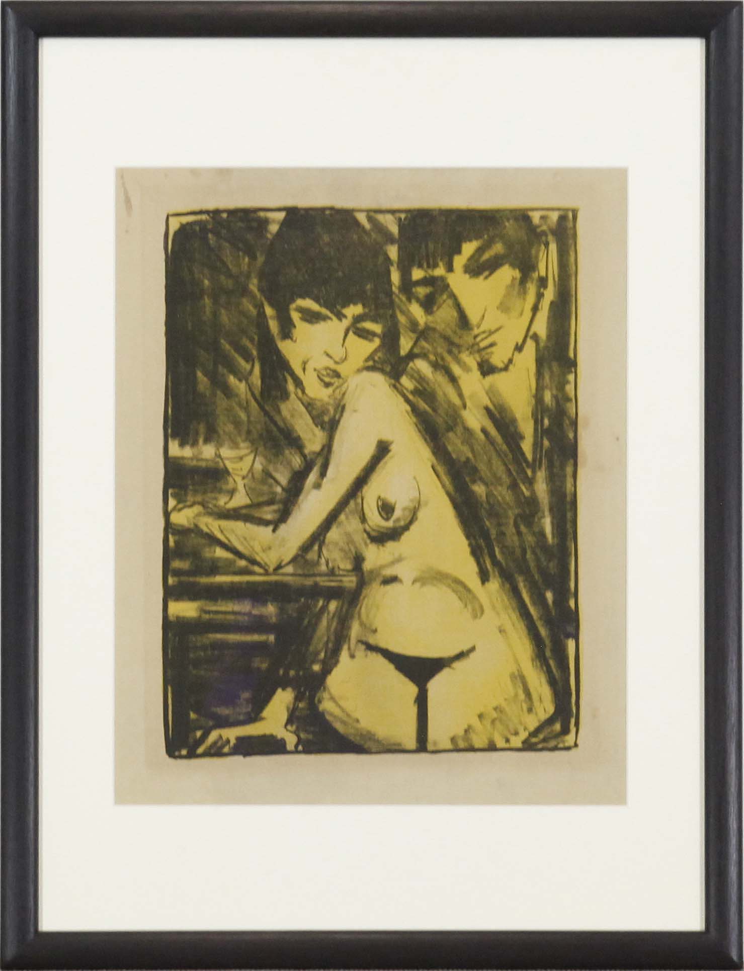 Otto Mueller - Paar am Tisch (Selbstbildnis mit Maschka, Absinthtrinkerin) - Frame image