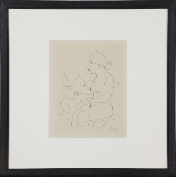 George Grosz - Mädchenakt am Tisch - Frame image