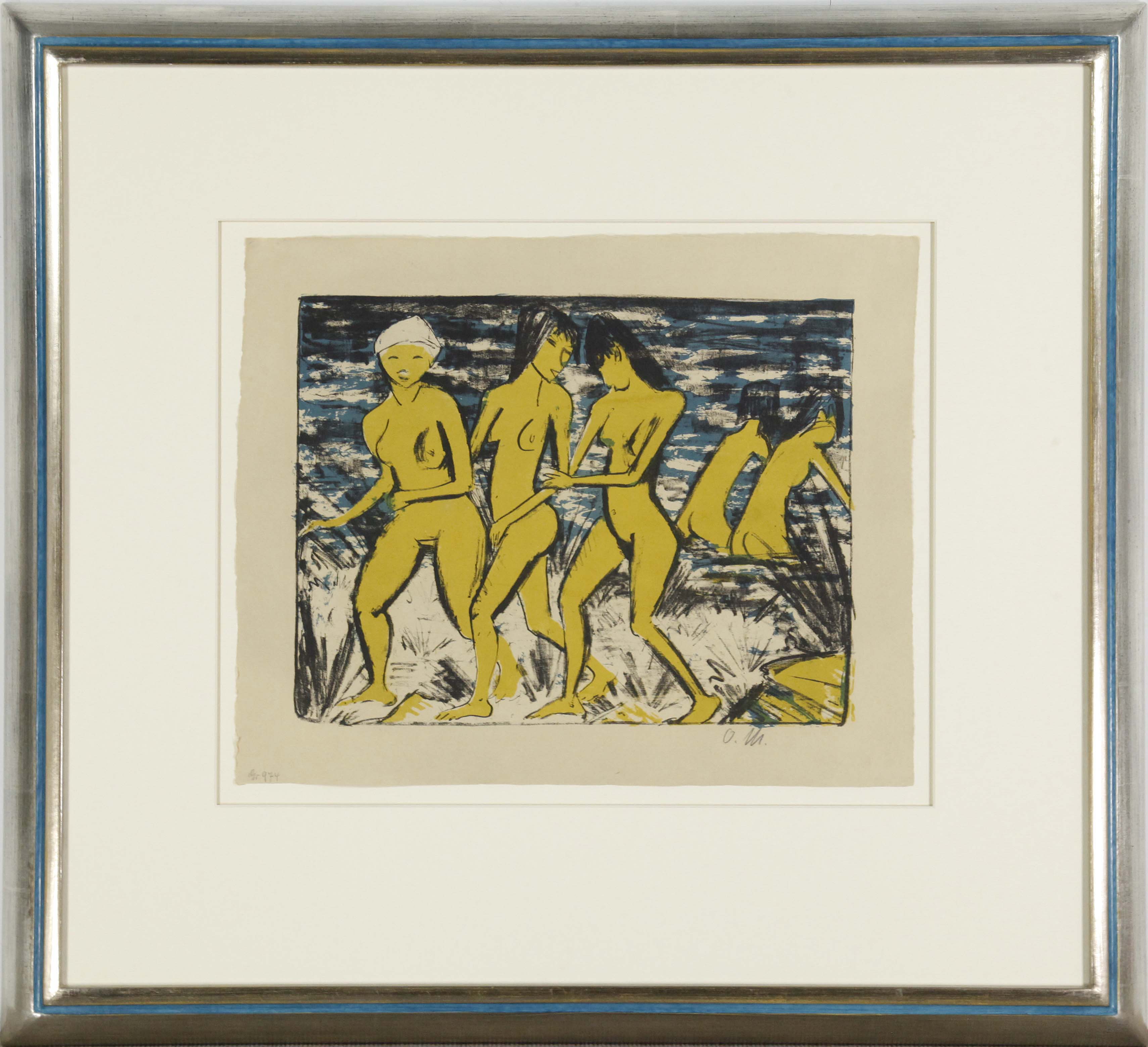 Otto Mueller - Fünf gelbe Akte am Wasser - Frame image