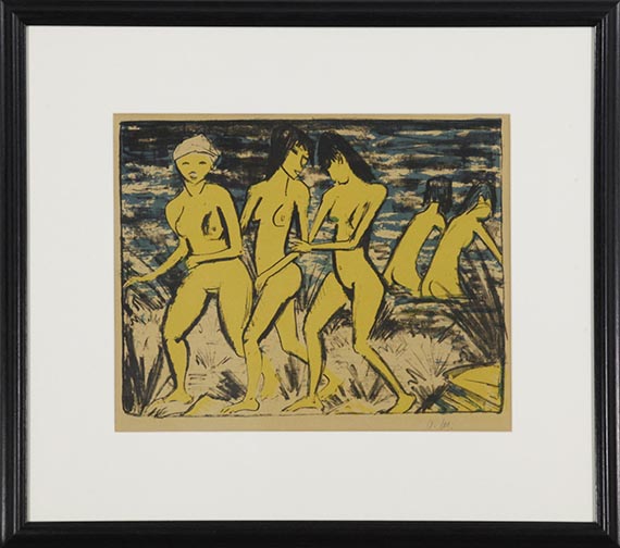 Otto Mueller - Fünf gelbe Akte am Wasser - Frame image