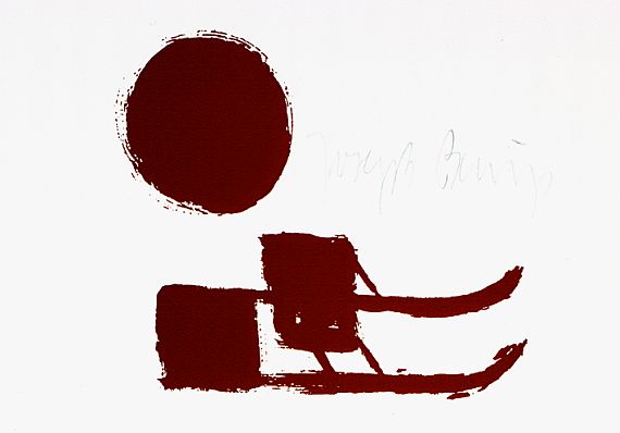 Joseph Beuys - 4 Postkarten zu: Sonnenschlitten (1). Zeichen aus dem Braunraum (3)