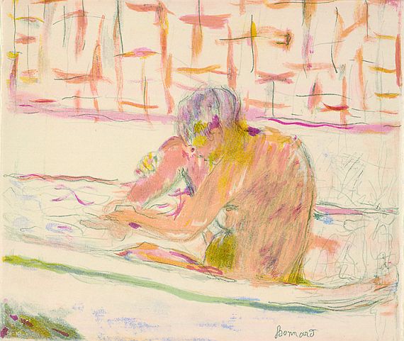 Pierre Bonnard - Frau in ihrer Badewanne sitzend