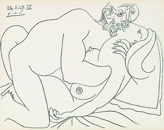 Pablo Picasso - 4 Bll.: Frauenakte (2). Liebespaare (2)