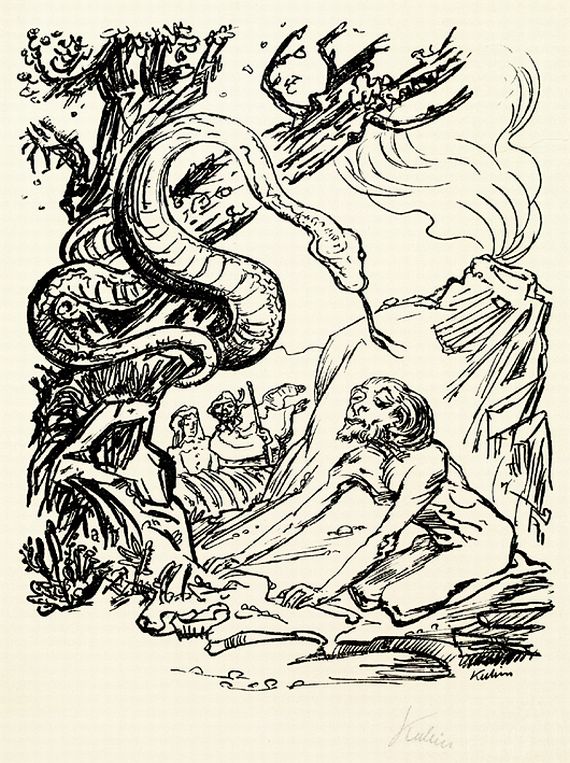 Alfred Kubin - 4 Bll. figurative Buchillustrationen