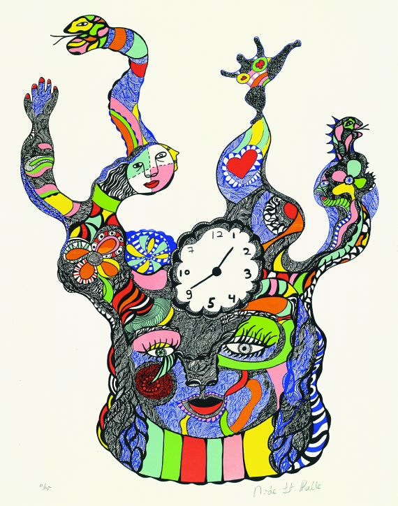 Niki de Saint Phalle - Phantastischer Kopf mit Uhr
