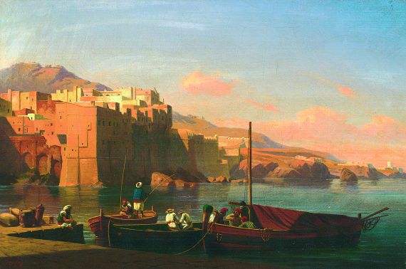Curt Viktor Clemens Grolig - Algerischer Hafen mit einer Festung