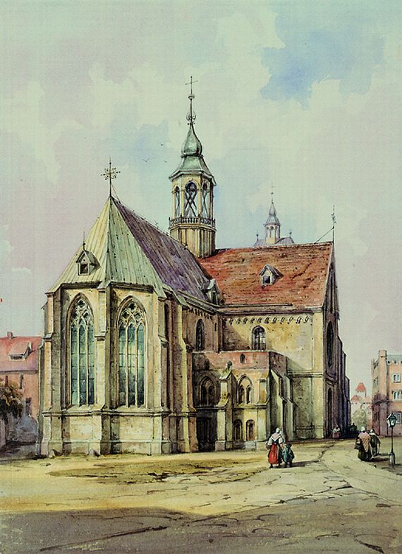 Carl Martin Laeisz - 2 Bll.: Gotische Kirche in Hildesheim. Wassertor in Halberstadt