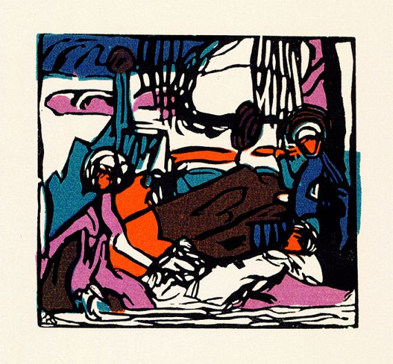 Wassily Kandinsky - 3 Bll.: Weißer Klang. Apfelbaum. Landschaft mit Figuren und Kruzifix