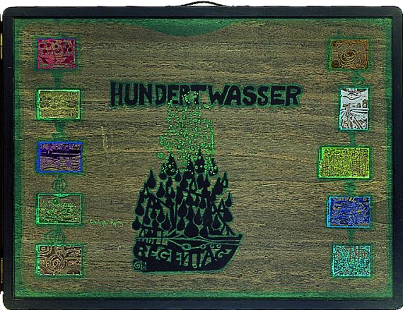 Friedensreich Hundertwasser - 2 Werke: Regen auf Regentag. Regentag-Kassette