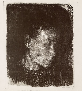 Käthe Kollwitz - Kopf einer Arbeiterfrau im Dreiviertelprofil nach rechts