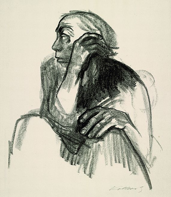 Käthe Kollwitz - Sitzende Frau mit aufgestützer Hand