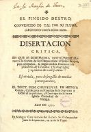 Christóbal de Medina Conde y Herrera - Disertacion critica