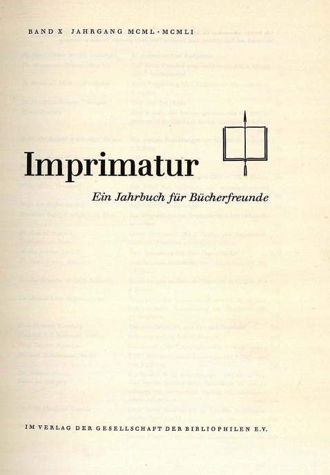   - Imprimatur, 12 Bde. 1956-1976