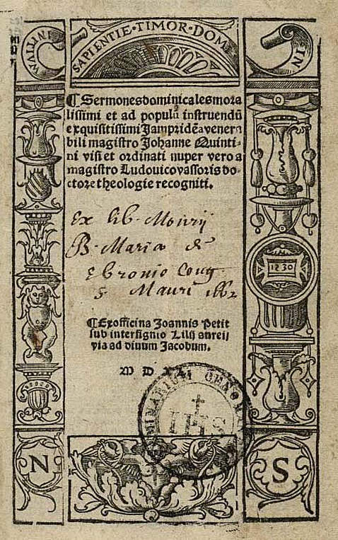  Nicolaus de Aquaevilla - Sermones dominicales. 1540.