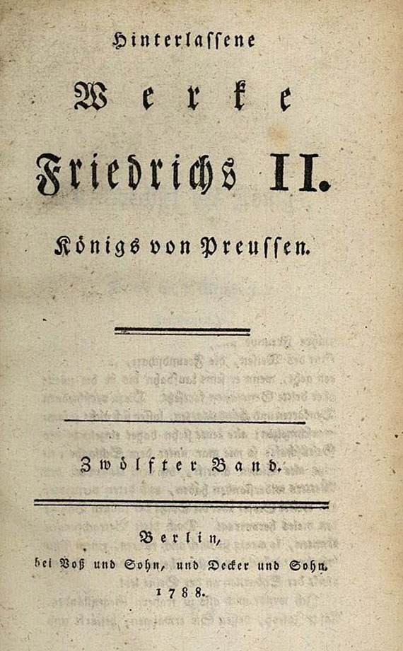 Friedrich II., d. Gr. - Hinterlassene Werke, 15 Bde. 1788.