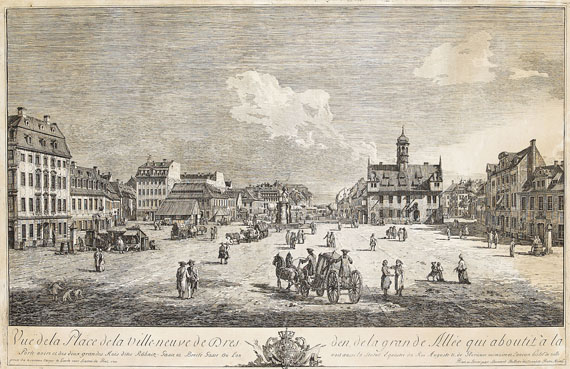Bernardo Bellotto gen. Canaletto - Vue de la Place de la ville neuve de Dresden, de la grande de Allée [...] (Der Neustädter Markt zu Dresden)