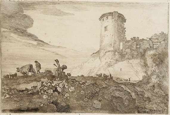 Mozes van Uytenbroeck - Landschaft mit Rundturm