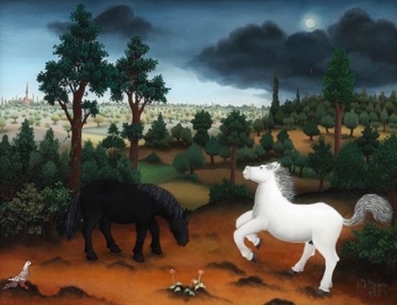 Ivan Generalic - Zwei Pferde in bewaldeter Landschaft