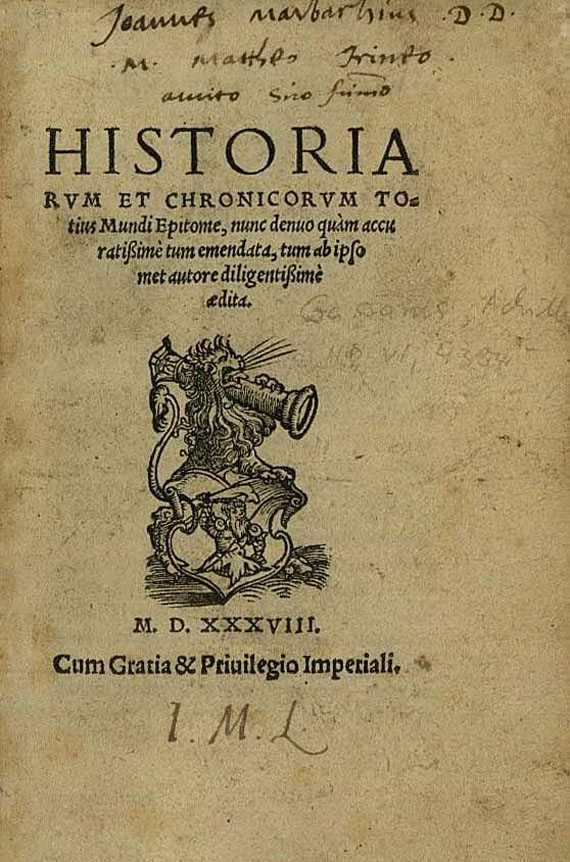 Achilles Priminus Gasser - Historiarum epitome. 1538 - Angeb.: Heldelin, C. d. Ä. (26)