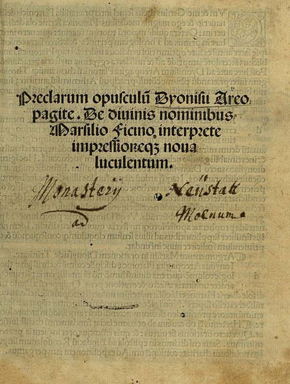 Dionysius Areopagnita - De divinis nominibus. 1501 (50)