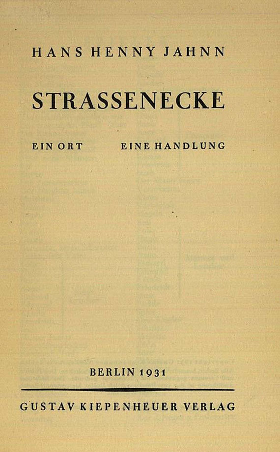 Hans Henny Jahnn - Strassenecke, 1931. [N5]