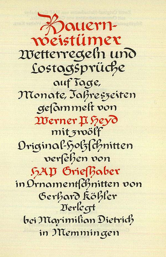 HAP Grieshaber - Heyd, Bauernweistümer, 2 Bde. 1973