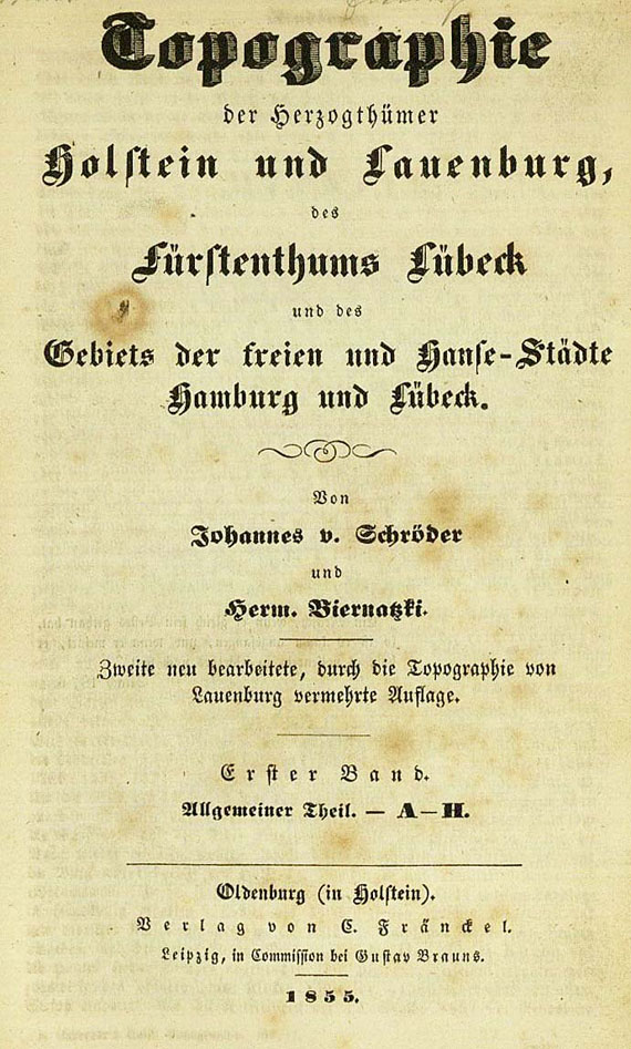  Deutschland - Schröder, J. von, Topographie der Herzogthümer 2 Bde.1855