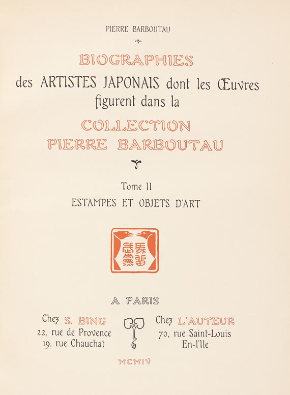  Collection Barboutau - Collection Pierre Barboutau, 2 Bde., 1904. - 