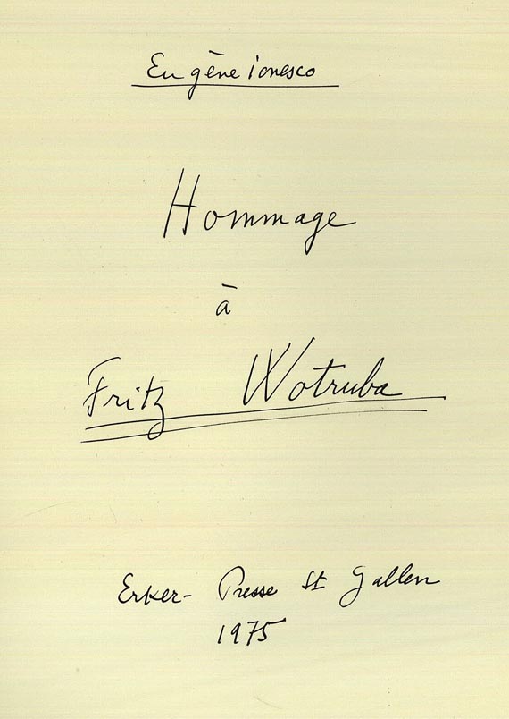 Fritz Wotruba - Ionesco, E., Hommage à Fritz Wotruba, 1975