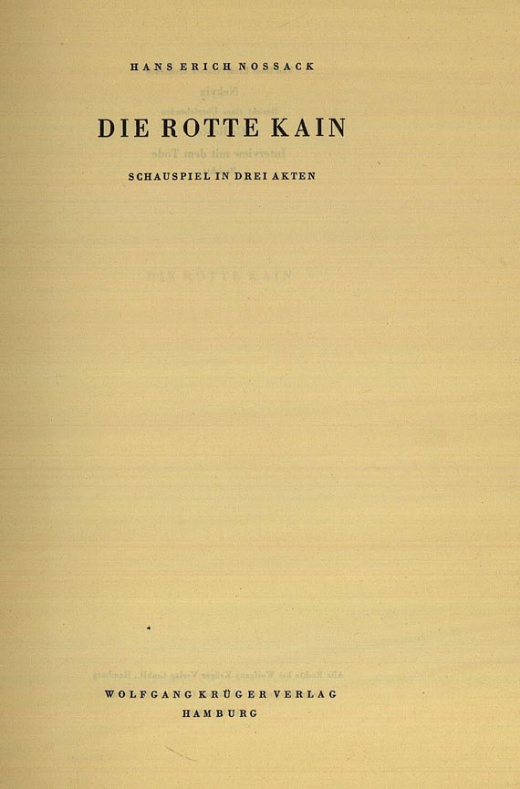 H. E. Nossack - Die Rotte Kain. EA 1949.