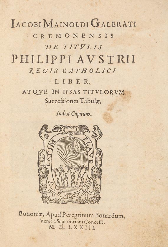  Mainoldus Galeratus - De titulis Philippi Austrii. 1573 - 