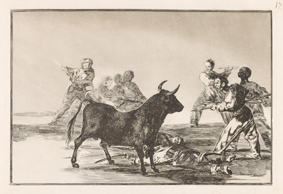 Francisco de Goya - Desjarerrete de la canalla con lanzas, medias-lunas, banderillas y otras armas