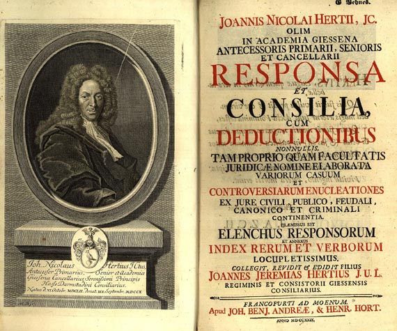 Joannis Nicolai Hertii - Responsa. 1729, 2Bde.