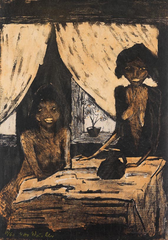 Otto Mueller - Zwei Zigeunermädchen im Wohnraum