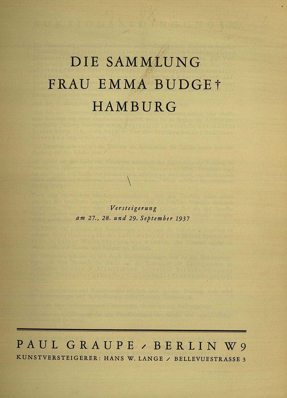 Budge, E. - Die Sammlung Frau Emma Budge (1937)