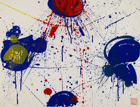 Sam Francis - 2 Blätter: Hurrah for the Red, White and Blue. The upper Red - 