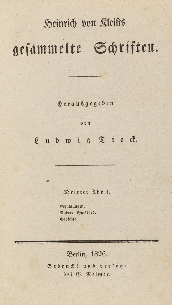 Heinrich von Kleist - Werke. 3 Bde. 1826