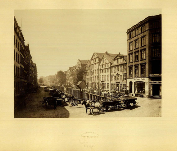Neuer Wall - 3 Fotos von G. Koppmann, Rödingsmarkt / Neuer Wall 98-102 / Bohnsplatz. 1879-87