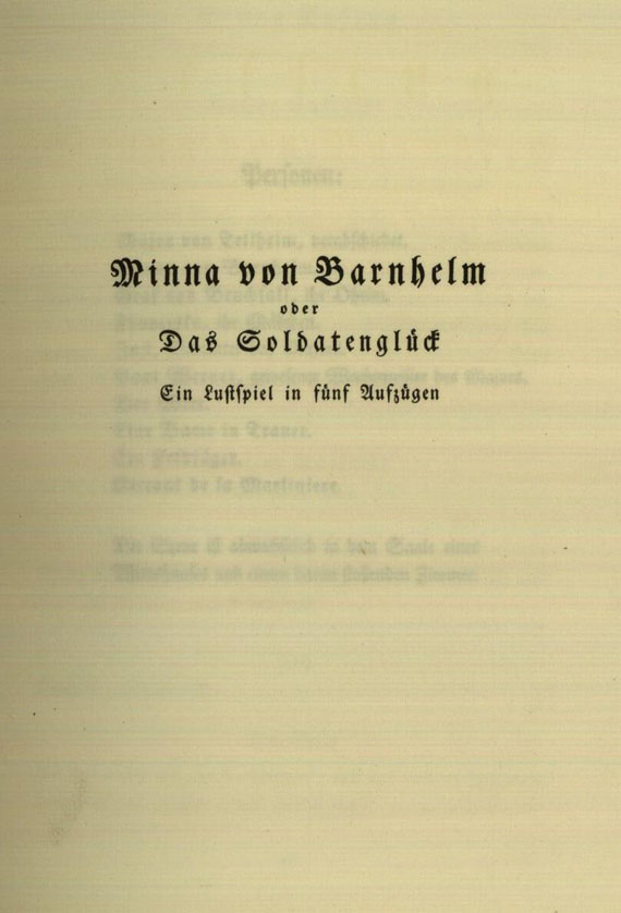  Hundertdrucke - Lessing, Gotthold Ephraim, Minna von Barnhelm.