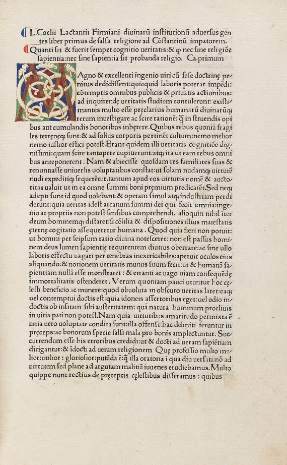 Lucius Coelius Firmianus Lactantius - Opera. 1472. - 