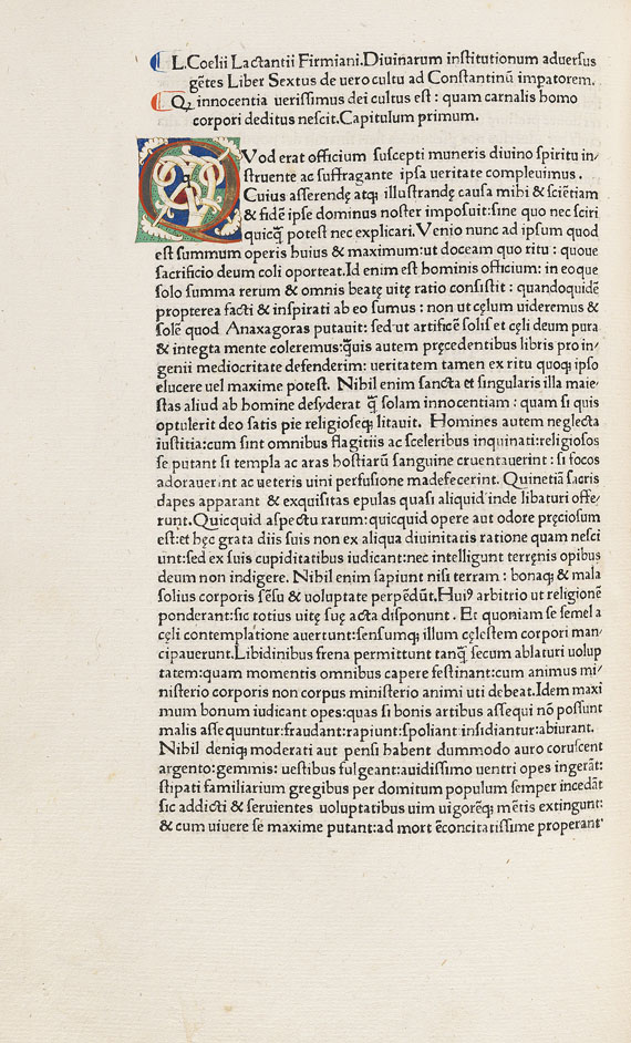 Lucius Coelius Firmianus Lactantius - Opera. 1472.