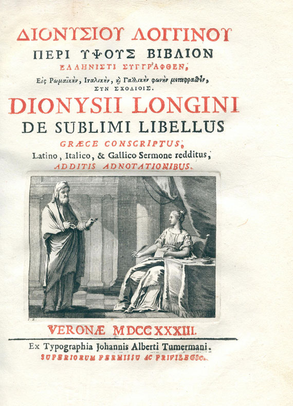 Dionysius Longinus - De sublime libellus. 1733.