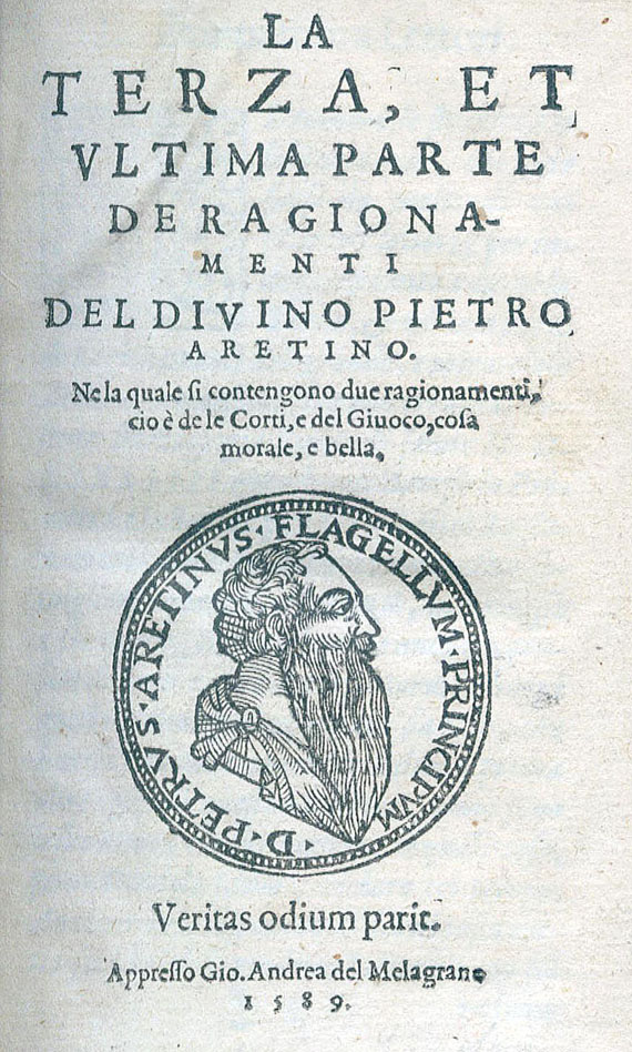 Pietro Aretino - La Terza ... parte de Ragionamenti. 1589.