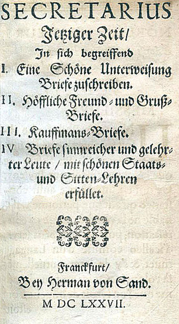   - Secretarius jetziger Zeit. 1677.