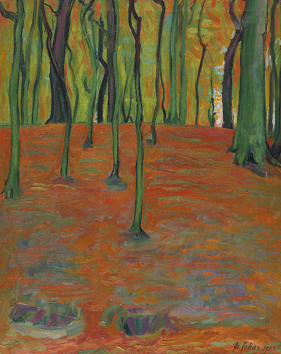 Maximilian Jahns - Roter Wald mit Bäumen