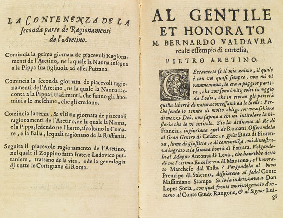 Pietro Aretino - La Prima (seconda) parte de Ragionamenti. 1651 - 