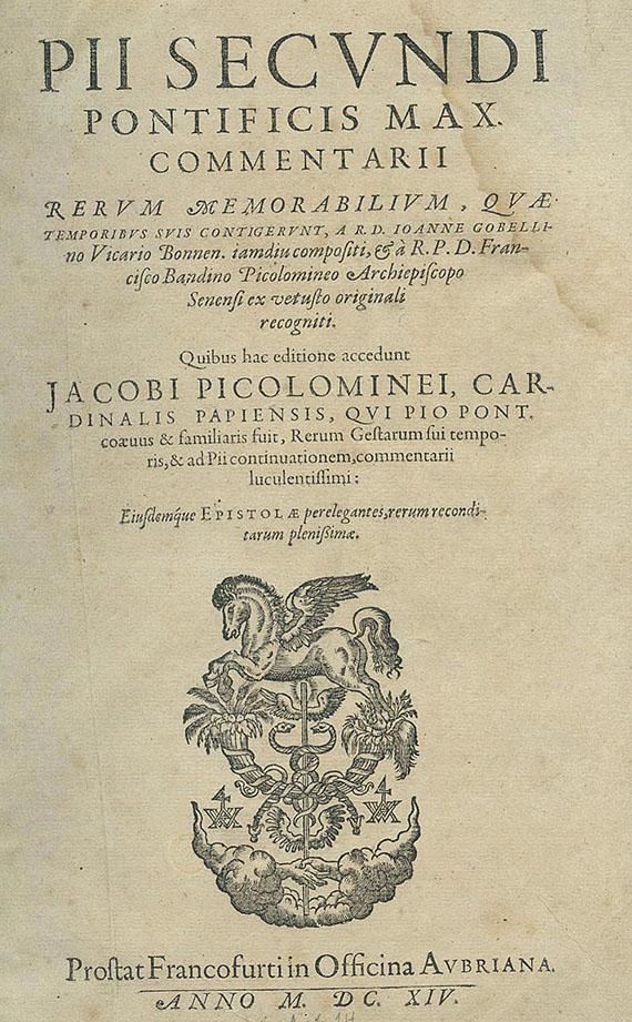 (Aeneas Slivius Piccolomini) Pius II. - Commentarii. 1614.