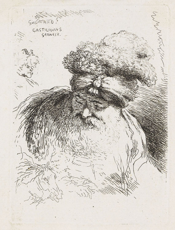 Giovanni Benedetto Castiglione - 10 Blätter: Kleine Kopfstudien mit orientalischem Kopfschmuck - 